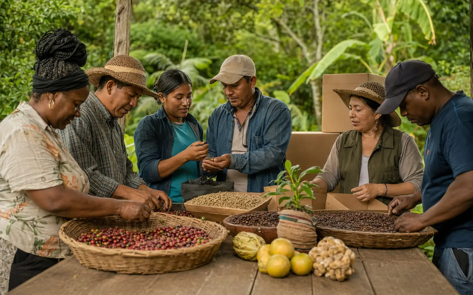 Productores rurales trabajando de manera colaborativa en el territorio